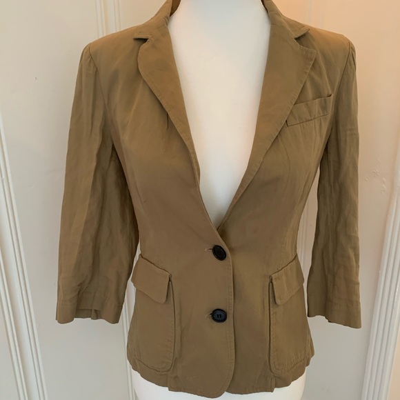 Band Of Outsider Women's Tan cotton 3/4 sleeve Blazer Sz 0 - Picture 1 of 10